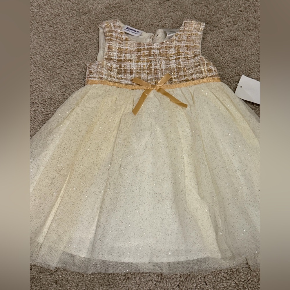 Blueberi Boulevard Cream and Gold Formal Dress Size 2T NWT